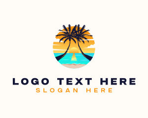 Beach Palm Tree Vacation Logo