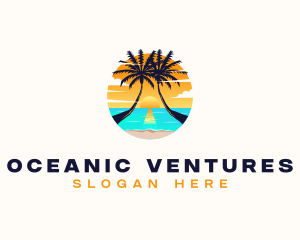 Beach Palm Tree Vacation logo design