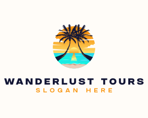 Beach Palm Tree Vacation logo design