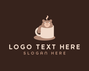 Hot Coffee - Cute Coffee Mug Bear logo design