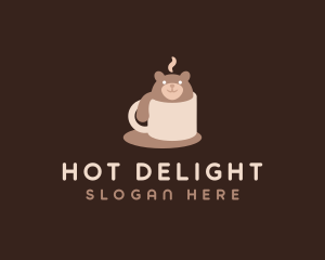 Cute Coffee Mug Bear logo design