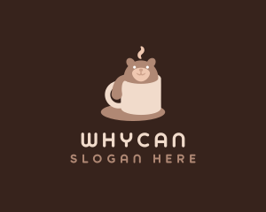 Caffeine - Cute Coffee Mug Bear logo design