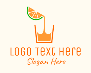Summer Drink - Orange Juice Glass logo design