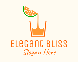 Fruit Juice - Orange Juice Glass logo design