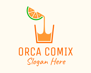 Juice Extract - Orange Juice Glass logo design