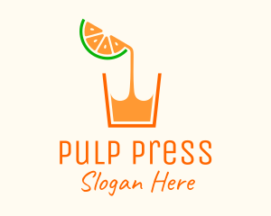 Pulp - Orange Juice Glass logo design