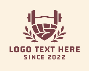 Fitness - Strong Barbell Hand logo design