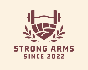 Strong Barbell Hand  logo design