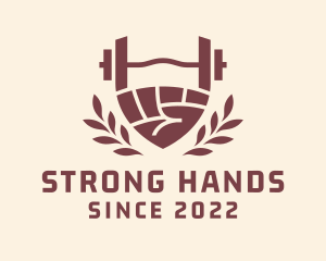 Strong Barbell Hand  logo design