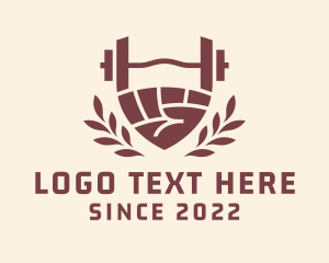 Leaf - Strong Barbell Hand logo design