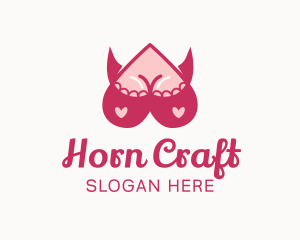 Heart Boobs Horns logo design