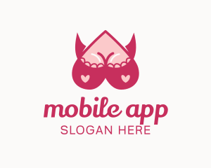 Dating App - Heart Boobs Horns logo design