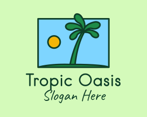 Tropical Island Coconut Tree logo design