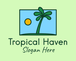 Tropical Island Coconut Tree logo design