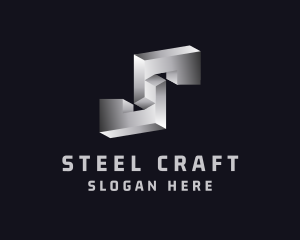 Steel - 3D Steel Metallic Letter S logo design
