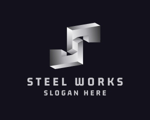 Steel - 3D Steel Metallic Letter S logo design