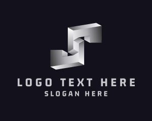Geometric - 3D Steel Metallic Letter S logo design
