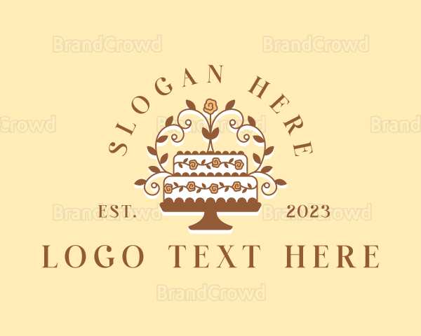 Floral Wedding Cake Logo