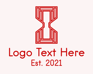 Timepiece - Red Geometric Hourglass logo design