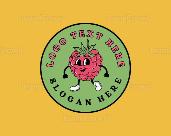 Retro Raspberry Fruit Logo