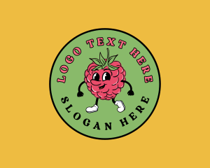 Produce - Retro Raspberry Fruit logo design