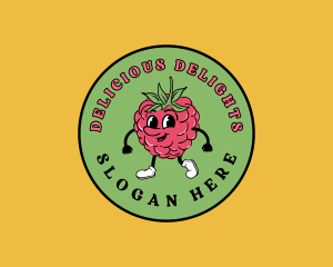 Retro Raspberry Fruit logo design