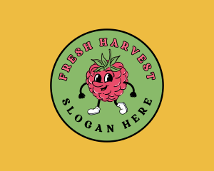 Retro Raspberry Fruit logo design