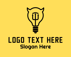 Horns - Light Bulb Pitch Fork logo design