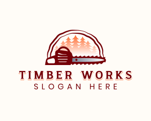 Chainsaw Tree Lumberjack logo design