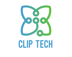 Tech Circuit Flower logo design