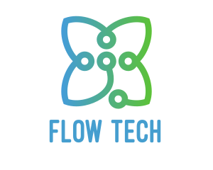 Tech Circuit Flower logo design