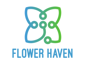 Tech Circuit Flower logo design