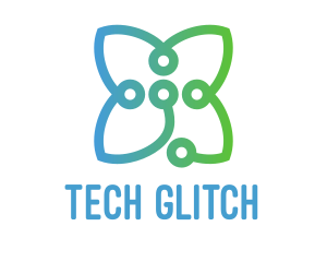 Tech Circuit Flower logo design