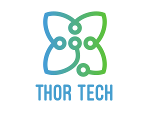 Tech Circuit Flower logo design