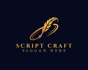 Screenwriter - Feather Quill Writer logo design