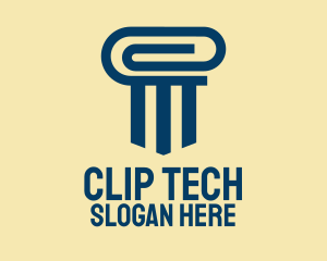 Blue Paper Clip Pillar  logo design