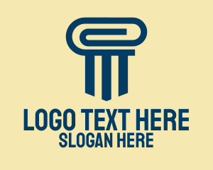 Office Supplies - Blue Paper Clip Pillar logo design