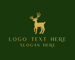 Elk - Gold Deer Stag logo design