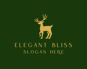Elk - Gold Deer Stag logo design