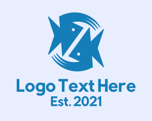 Aquatic - Blue Aquatic Fish logo design