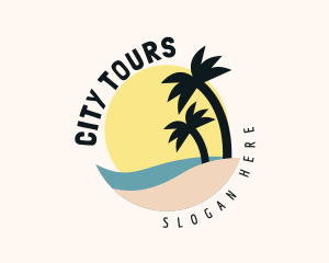 Sightseeing - Seaside Palm Trees logo design