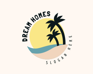 Getaway - Seaside Palm Trees logo design