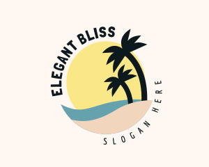 Vacation - Seaside Palm Trees logo design