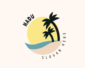 Travel - Seaside Palm Trees logo design