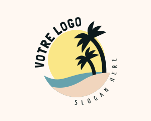 Vacation - Seaside Palm Trees logo design