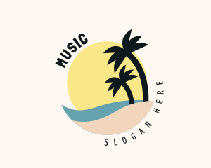Sunset - Seaside Palm Trees logo design