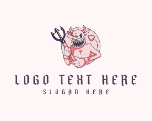 Cartoon - Scary Cartoon Demon logo design