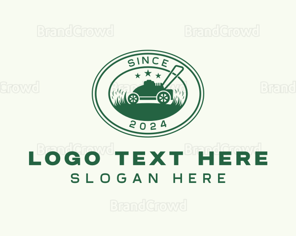 Grass Lawn Mower Garden Logo