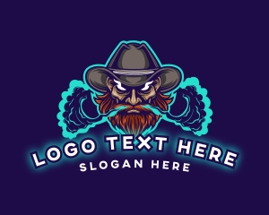 Moustache - Cowboy Smoke Gaming logo design
