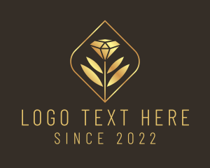 Gem - Golden Leaf Diamond logo design
